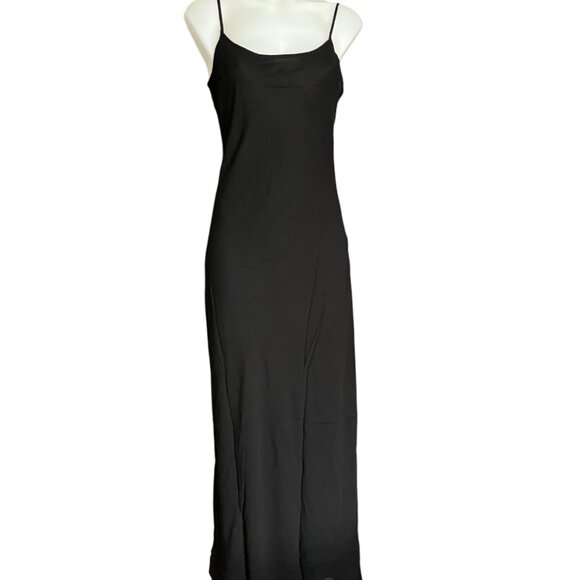 Rumored size M & L Vintage Slip Maxi Dress Black Medium / Large Retro Crepe Glam - Picture 3 of 16